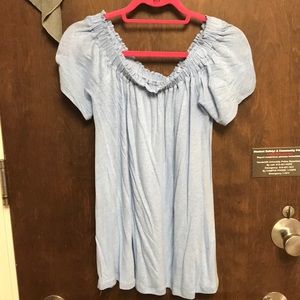 Blue off the shoulder top. Worn once. Size M.